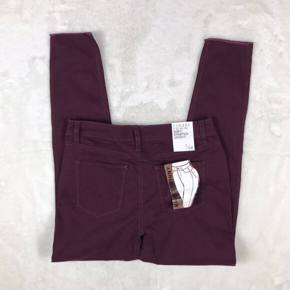 TINSELTOWN Junior's Colored High Rise Raw Hem Ankle Length Skinny Jeans NWT 7 - Picture 4 of 8